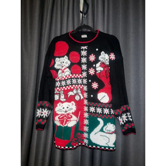 Discover Ugly Christmas Sweater Xmas Size Medium Vintage Cats