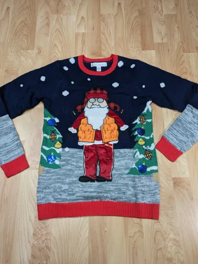 Jolly Sweaters 3D Santa Dressed for Winter Christmas Ugly Sweater Adult small