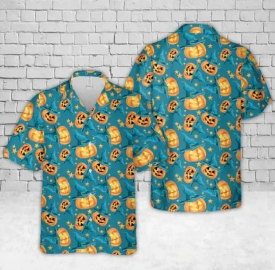 Discover Halloween Pattern Hawaiian Shirt