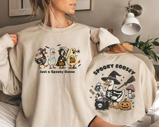 Discover Spooky Goose Halloween Sweatshirt, Funny Animal Sweatshirt