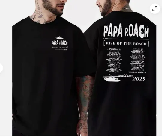 Papa Roach Rise Of The Roach 2025 North American Tour T-Shirt