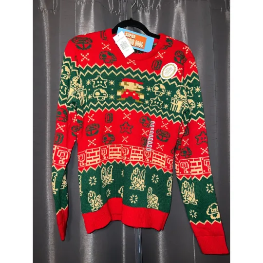 Discover Ugly Christmas Sweater Xmas Size Small NWT Mario