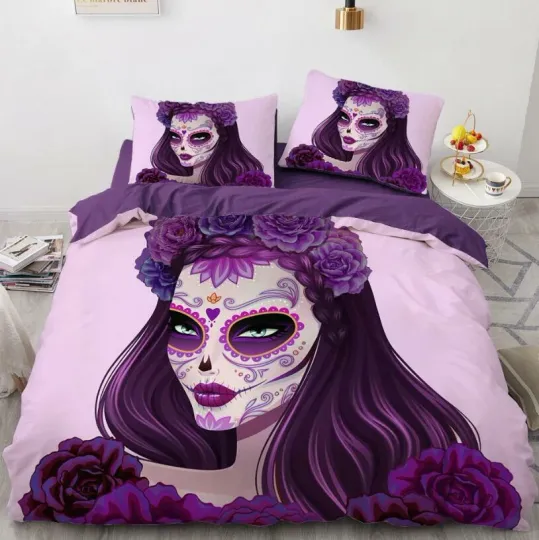 3D Halloween Woman Bedding Set Queen King Bed Pillowcases