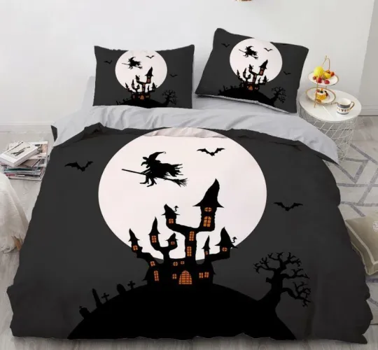 Discover 3D Halloween Moon NAO6344 Bed Pillowcases Quilt Duvet Cover Set Queen King Fay