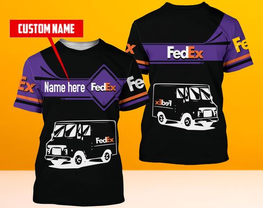 Custom Name FedEx Truck T-shirt 3D For Delivery Driver, FedEx 3D T-shirt