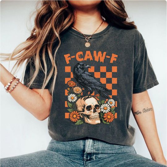 Discover F-Caw-F Funny Crow Halloween Comfort Colors Shirt, Black Raven Moonlit Unisex T-Shirt