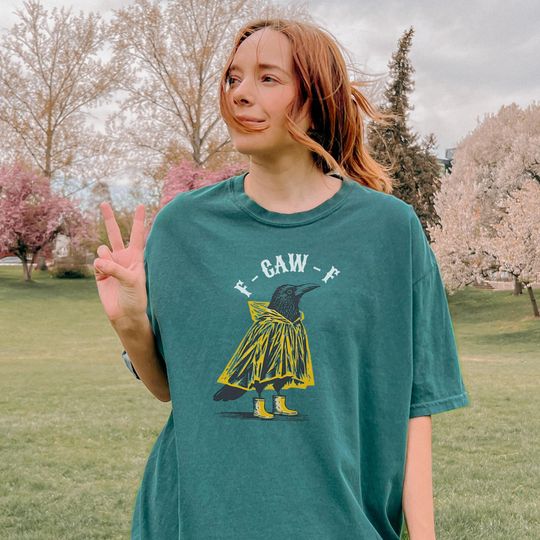 Discover Comfort Colors Funny Crow Shirt, F-Caw-F T-Shirt, Funny Raven Bird T-Shirt, Raven Lover Gift, Funny Raven Tshirt, Gothic Crow Tee, F-Caw-F