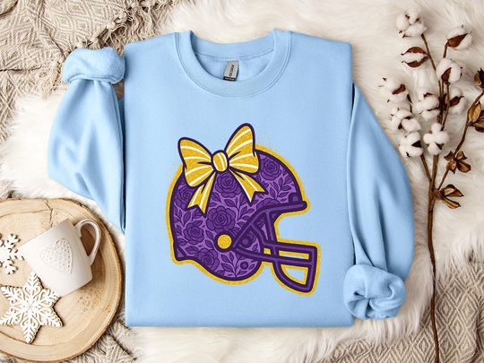 Discover Football Bow Helmet Sweatshirt, Floral Football Helmet Sweatshirt, Game Day Sweatshirt, Football Gift