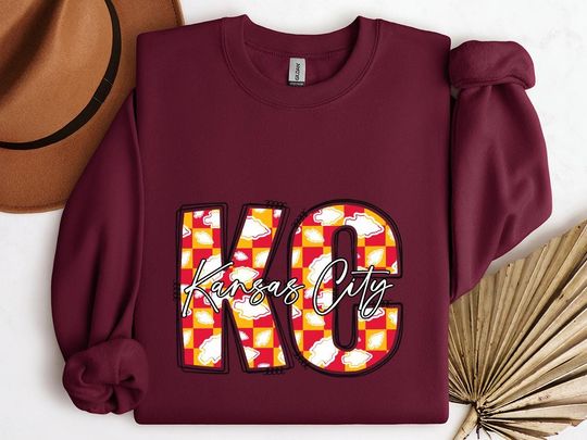 Vintage Kansas City Chiefs Football Sweatshirt, Kansas City Fan Sweatshirt, Game Day Sweatshirt Football Gifts