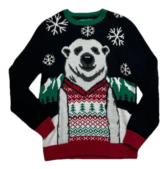 Discover Ugly Christmas Sweater Women's Small Polar Bear Snowflakes Crew Neck Cotton EUC