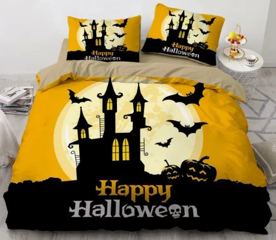 3D Castle Halloween Bedding Set Queen King Bedroom Quilt Cover Pillowcases