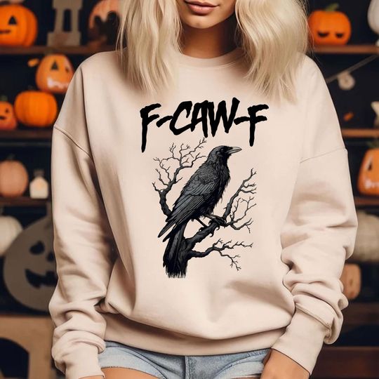 Discover F-Caw-F Funny Crow Sweatshirt, Black Crow Moonlit Raven Unisex T-shirt, Funny Sassy Raven Lover Gift, Autumn Style, Nature-Inspired, Raven