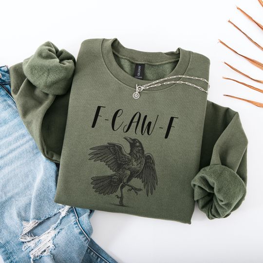 Discover Funny Crow Sweatshirt, F-Caw-F Sweatshirt, Black Crow Sweatshirt, Spooky Season Gift, Spooky Crow Sweatshirt, Raven Lover Gift, Raven Hoodie