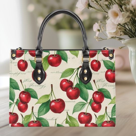 Discover Handbag shoulder tote bag vegan  Leather 2 sizes and 2 inside lining colors Bing Cherry design of spring summer fall everyday purse