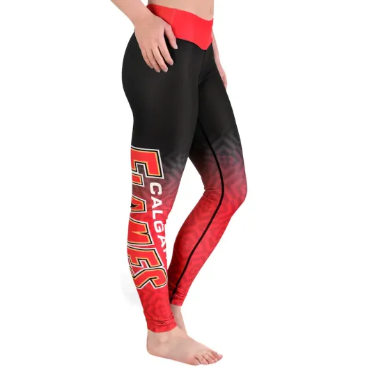 Discover KLEW NHL Women's Calgary Flames Gradient Print Leggings
