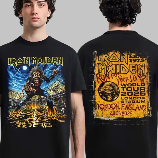 Discover Iron Maiden London England Run For Your Lives World Tour 2025 Exclusive Tee