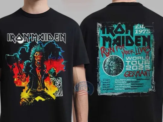 Discover Iron Maiden Run For Your Lives World Tour 2025 Germany Tour Event T-Shirt