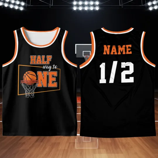 Discover Personalized Half Way To One Basketball Jersey Tank Top Birthday