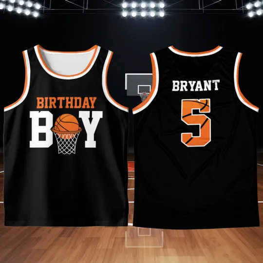 Discover Personalized Basketball Boys Birthday Jersey Tank Top Shirt, Age Birthday