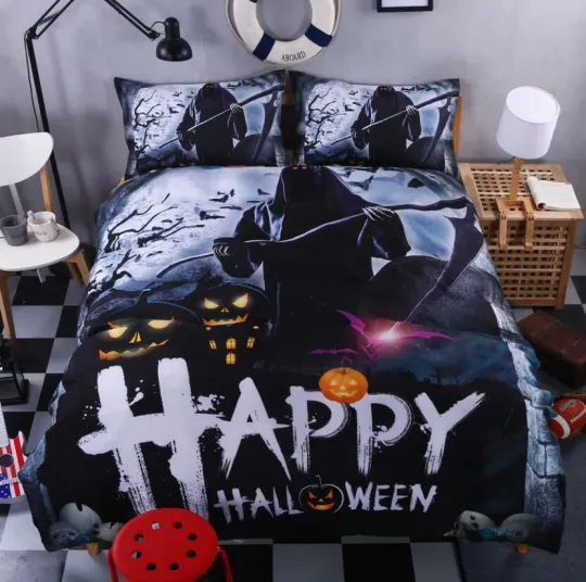 Discover 3D Happy Halloween NAO6803 Bed Pillowcases Quilt Duvet Cover Set Queen King Fay