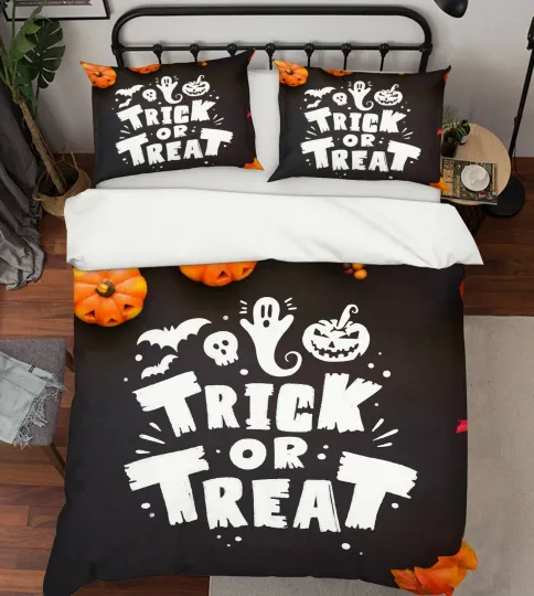3D Pumpkin Pattern O46 Halloween Bed Pillowcases Quilt Cover Duvet Zoe