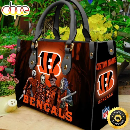 Discover Personalized Cincinnatis Team_Bengal Horror Leather Bag, Custom Leather Bag