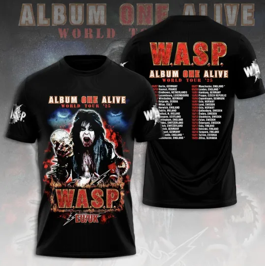 Wasp Album One Live World Tour 2025 3D T Shirt Full Size S-5XL