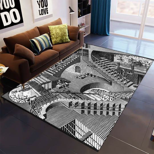 Discover Escher Art Rug, Art Rug, Illustration Rug, Architectural Rug, Decorative Rug