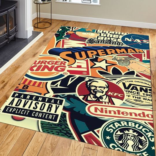 Discover Popular Brands Area Rug: Modern Logo Collage Carpet