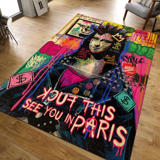 Discover Colorful Rug,Mona Lisa Rug, Popart Rug,Garffity Rug, Street Art Rug, Area Rug,