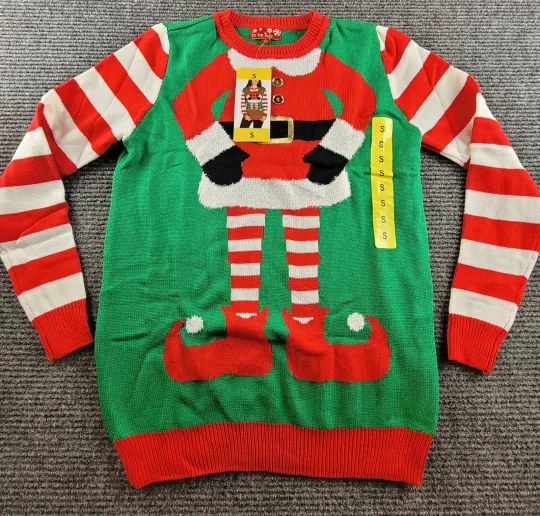 Discover Christmas Womens Medium Mrs. ELF Ugly Sweater  Holiday