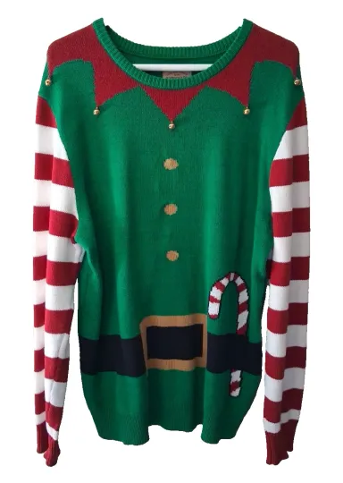 Roebuck & Co Ugly Christmas Sweater Elf  Women’s Size Med Jingle Bells