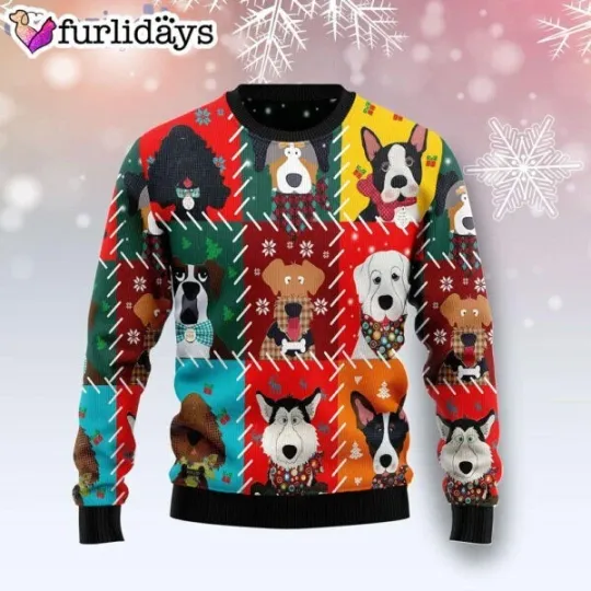 Dog Face Christmas All Over Print Ugly Christmas Sweater Ugly Sweater Xmas Gift