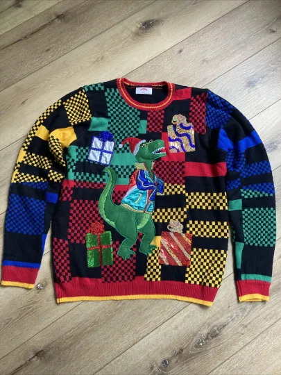 Holiday Time Unisex Adult Dinosaur Ugly Christmas Pullover Sweater