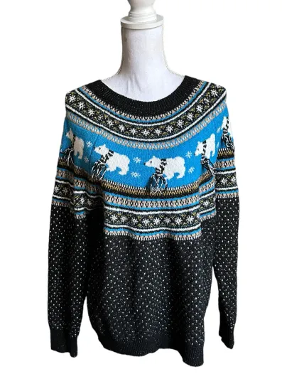 Holiday Time Women's Ugly Christmas Sweater Knit Polar Bears