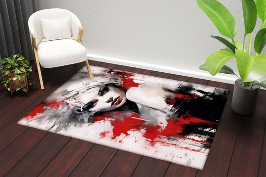 Discover Abstract Woman Portrait Rug: Modern Art Deco Cotton Rug