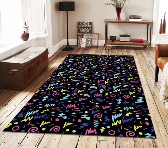 Retro Rug,Arcade Decor,Spacey Rug for Game Room,Gamer Rug,Home Decor Carpet