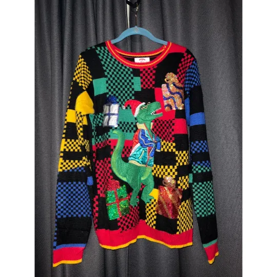Ugly Christmas Sweater Xmas Size Medium Dinosaur
