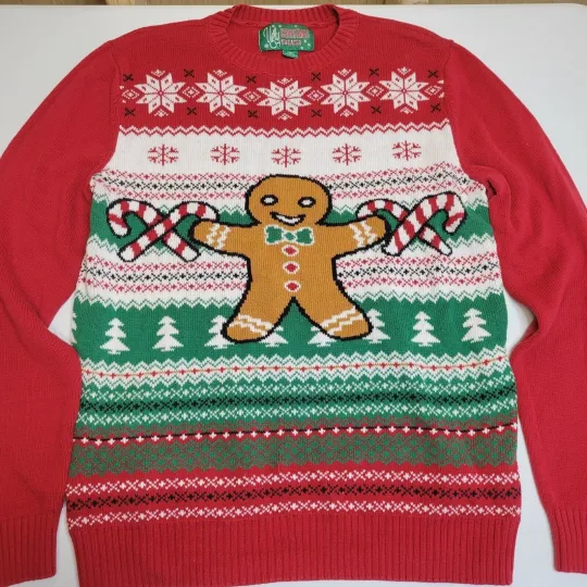Discover The UGLY Christmas Sweater Brand Ugly Gingerbread Man Medium Holiday EUC