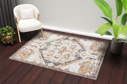 Vintage Turkish Oushak Rug: Red Boho Area Carpet