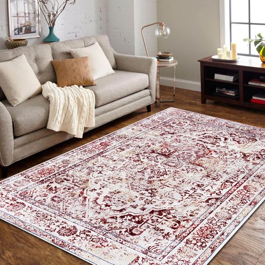 Discover Faded Pink Turkish Rug, Turkish Vintage Pattern Rug, Oversize Vintage Rug