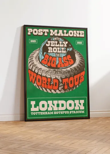 Post Malone London Tour Poster - Music Wall Art - Jelly Roll