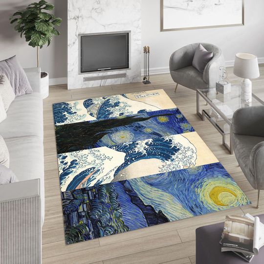 Discover Starry Night Rug: Van Gogh Painting, Bedroom Living Decor