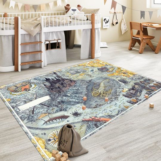 Discover Wizardy Carpet,Witchcraft Kids Room Rug,Harry Map Rug,Magic Floor Mat