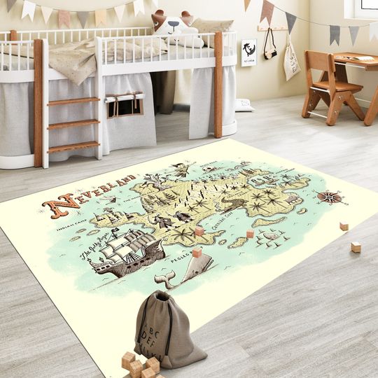 Discover Map Rug,Fantastic Rug,Map DecorFantastic Maps,Kids Room Rug,Child Room Rug,Children Map