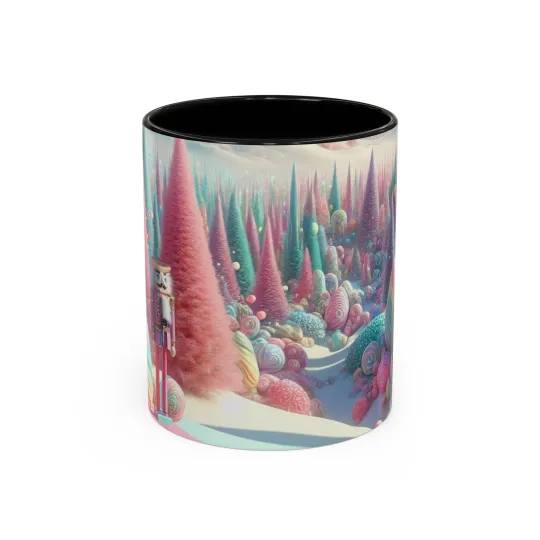 Discover Whimsical Holiday Accent Coffee Mug, Colorful Winter Wonderland