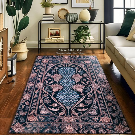 Discover Fairy Grunge Whimsical Fantasy Rug | Pastel Gothic Dragon Scale Home Accent Knightcore Medieval Floral Aesthetic Mystic Fairytale Royal Rug