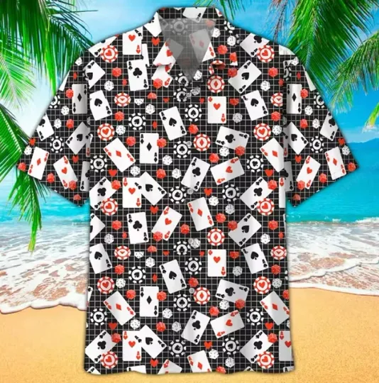 Casino Poker Dice 3D Print Beach Shirt for Men Hawaiian Shirt Size S-5XL
