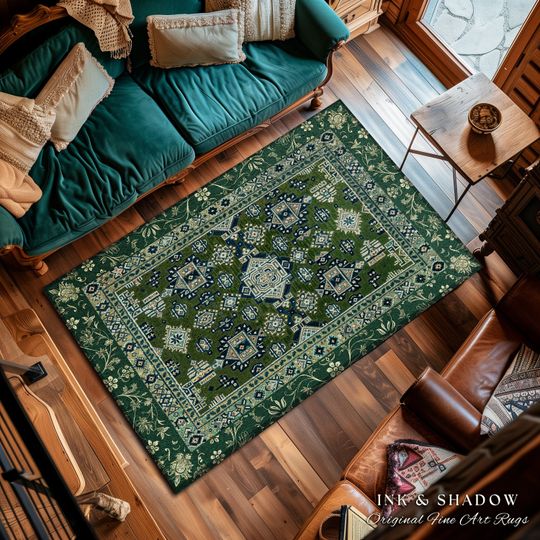 Discover Blue Green Elegant Home Decor | Rustic Aesthetic Living Room Pastel Green Home Decor Housewarming Gift Cottagecore Green Bedroom Floor Mat