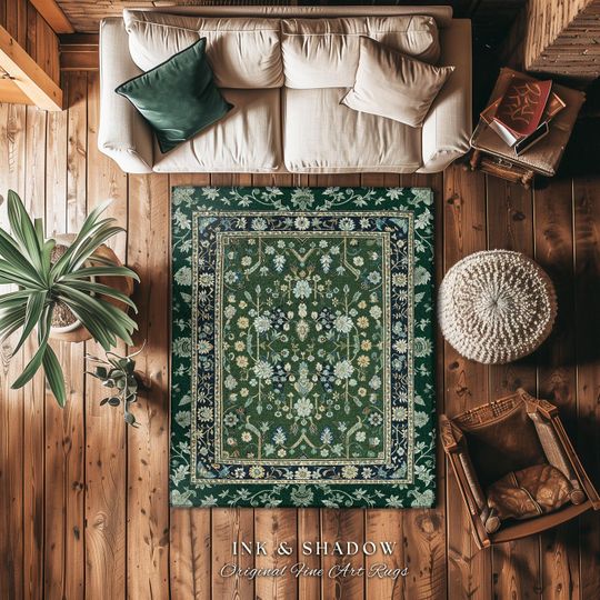 Muted Green Boho Area Rug for Living Room and Bedroom, Rustic Pastel Green Floor Mat, Cottagecore Home Decor